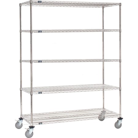 Nexel Chrome Wire Shelf Truck w/Brakes, 1200 lb. Capacity, 36inL x 24inW x 72inH 988127